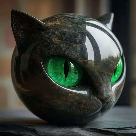 Decorative Black Cat Stone Figurine