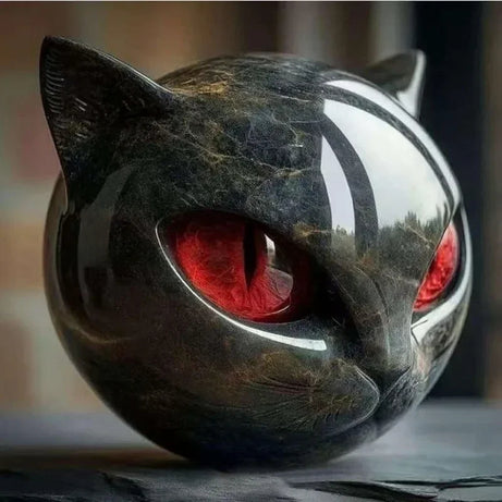 Decorative Black Cat Stone Figurine
